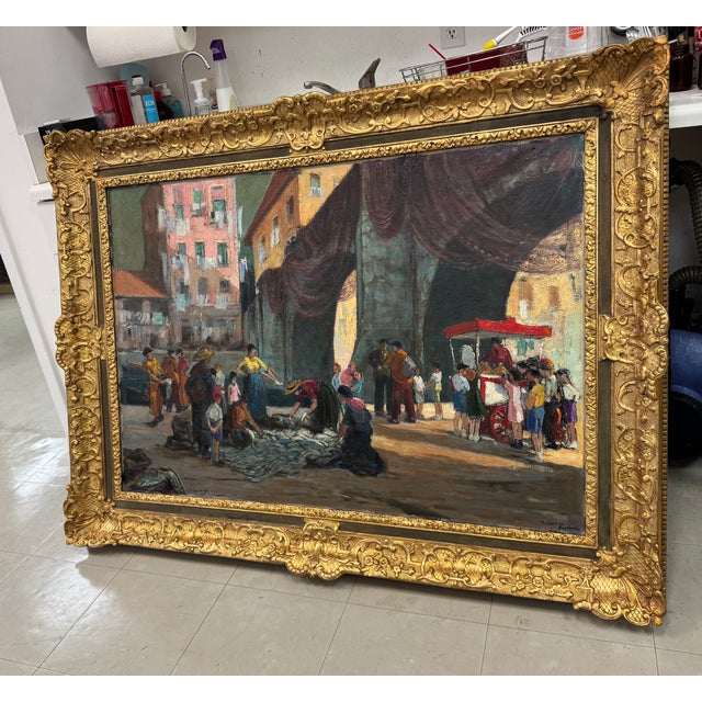 "The Catch" by Georges Regnault, Andarroa Spain, Oil on Canvas, Circa 1950 For Sale - Image 12 of 12