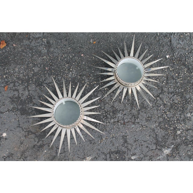 1970's Mid Century Modern Ultra High Quality Celestial Starburst Nickel Pendant Ceiling Fixtures From Miami Beach Alexander Hotel Set of 3 For Sale - Image 9 of 18