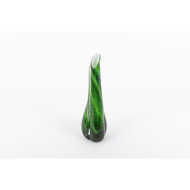 Sculptural hand crafted green and black layered Murano glass vase produced in 1980’s Italy. Condition Good. I have...