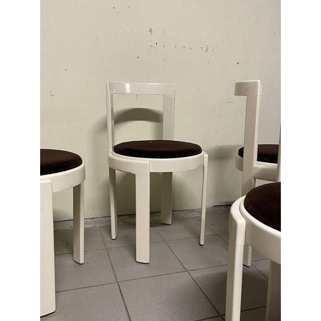 Lacquered Wood and Fabric Chairs, 1970s, Set of 4 For Sale - Image 16 of 16