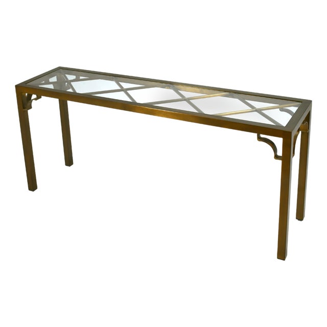 Mastercraft Brass Chinese Chippendale Console Table For Sale