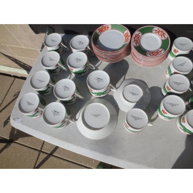 Modern Fitz and Floyd Dragon Crest Coffee and Expresso Cups and Saucers, Set of 36 For Sale - Image 3 of 9