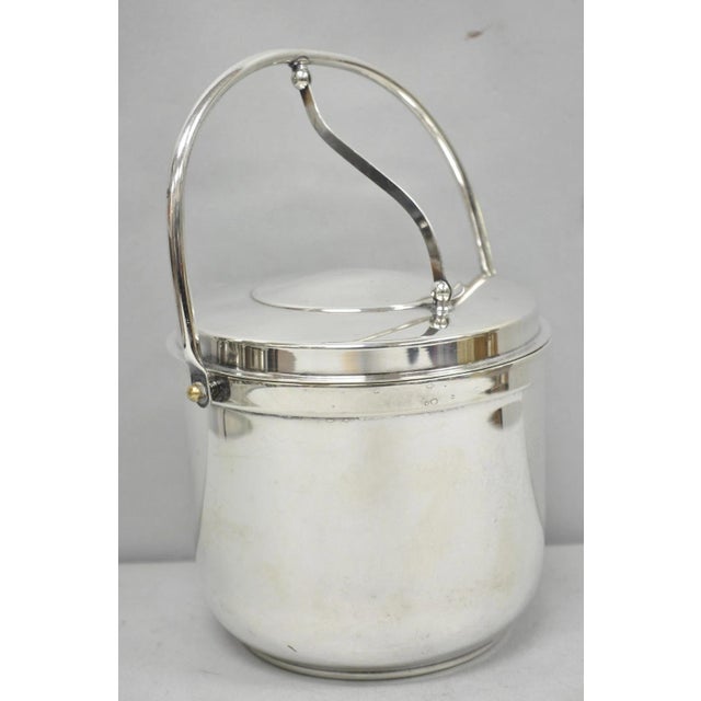 Mid 20th Century Gorham Yc141 Mid Century Modern Silver Plated Reticulating Hinge Ice Bucket For Sale - Image 12 of 16