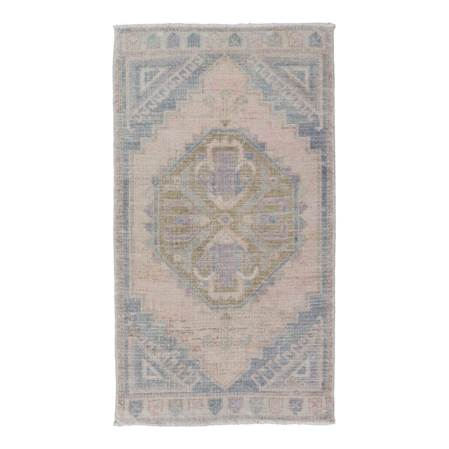Vintage Turkish Oushak Rug With All-Over Sub-Geometric Medallion Design For Sale