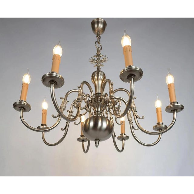 Goldenrod Brass Dutch Chandelier with Fish Motif For Sale - Image 8 of 8