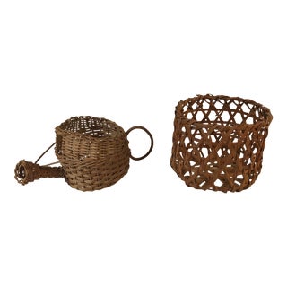 Vintage Woven Planter Baskets For Sale