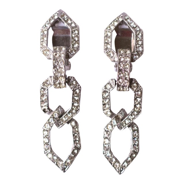 Vintage Kenneth Jay Lane Faux Diamond Dangle Earrings, Pair For Sale