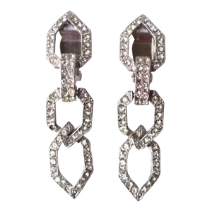 Vintage Kenneth Jay Lane Faux Diamond Dangle Earrings, Pair