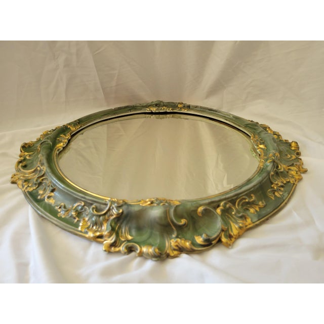 Stunning Vintage French Provincial Porcelain mirror! Very nice details to this piece. Porcelain in material, with a faux...