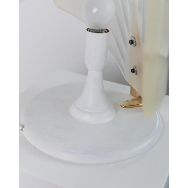 Vintage Murano Glass Table Lamp with Leaf Shaped Glass - White, Gold Metal Base, Italy, 1980s For Sale - Image 9 of 11