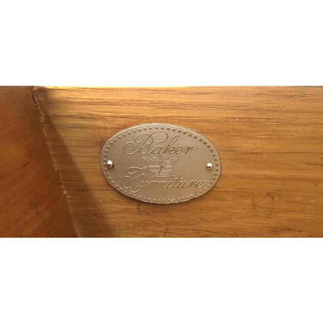 Baker Mahogany Banded Top Hepplewhite Brass Castors Tapered Legs Sideboard MINT For Sale - Image 10 of 18