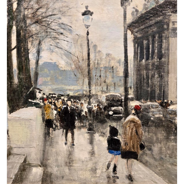 1940s Jules Herve -View of the Quays Along the Seine River, Paris-Original Oil Painting For Sale - Image 5 of 13