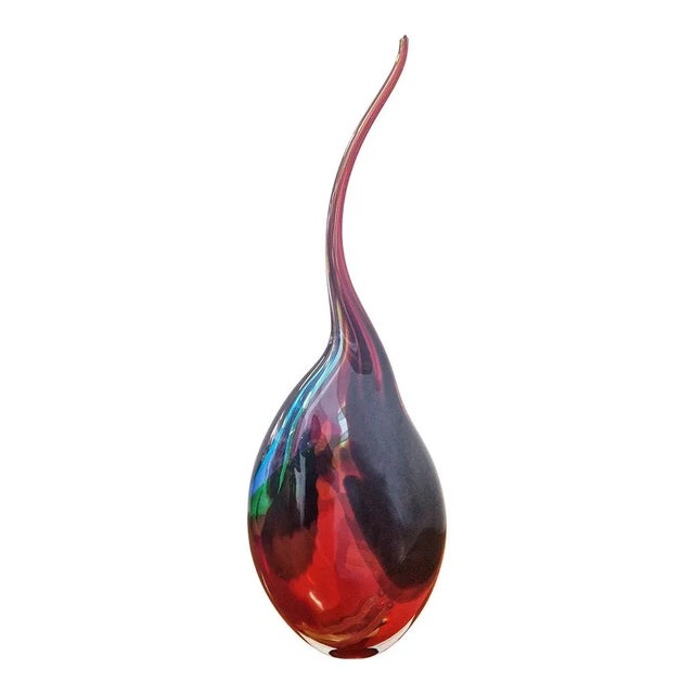 Rare Murano glass vase with high neck signed "Alessandro Barbaro". The vase was made, according to tradition, by master...