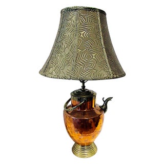 Solid Brass & Copper Bucket Lamp For Sale