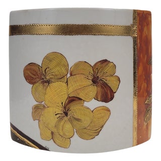Yellow Hibiscus Vase in Porcelain by Valbonne for Limoges, France, 2002 For Sale