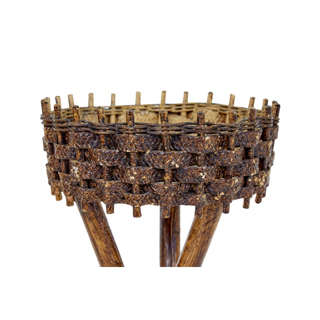 Mid-Century Modern Mid-Century Woven Plant Stands, 1950, Set of 2 For Sale - Image 3 of 7