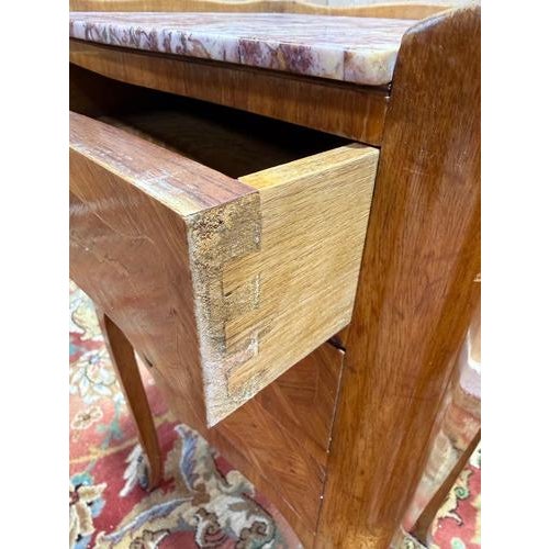 Transition Style Bedside Tables in Marquetry, Set of 2 For Sale - Image 5 of 8