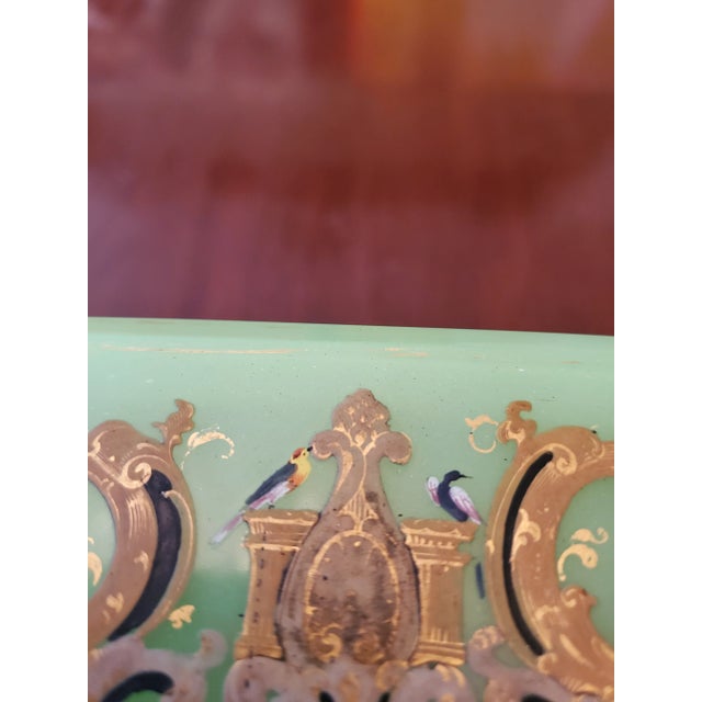 Art Nouveau Mid 19th Century Antique Museum Quality Jade Color Opaline Jewelry Box Casket For Sale - Image 3 of 9