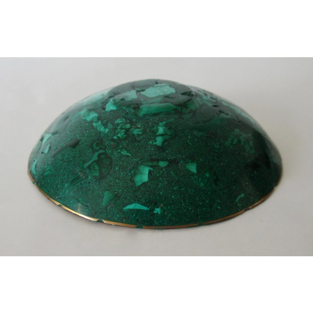 Vintage Italian Coved Malachite Stone & Bronze Rimmed Catchall, and/or Nut/Candy Decorative Bowl For Sale - Image 13 of 14