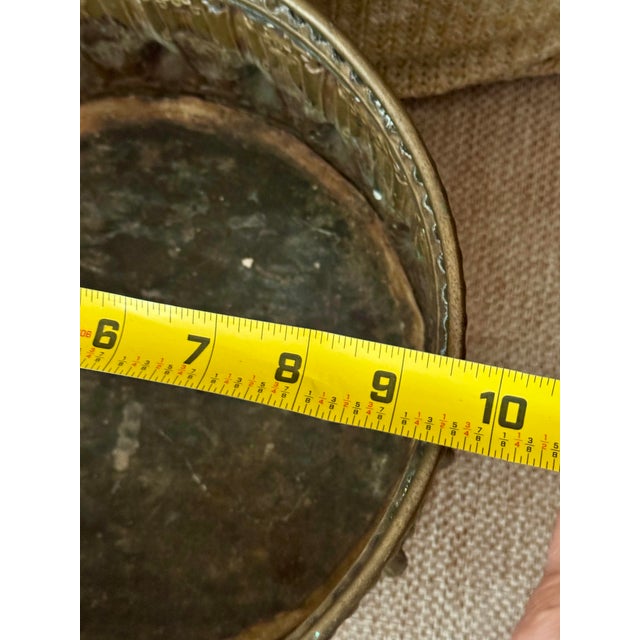 Brass Antique French Revival Repoussé Brass Jardinière Cachepot, Embossed Classical Urn Motif Planter C 1890–1915 For Sale - Image 8 of 11