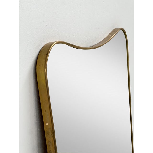 Mid-Century Mirror with Brass Frame For Sale - Image 4 of 5