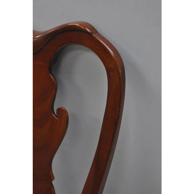 Wood Vintage Queen Anne Style Crotch Mahogany Dining Room Side Chairs - A Pair For Sale - Image 7 of 12