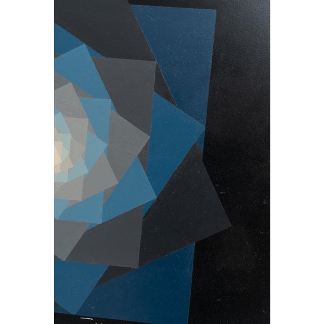 20th Century Belgian Black Geometric Abstract Vintage Painting With Metal Frame by Rene Berdal For Sale - Image 4 of 18
