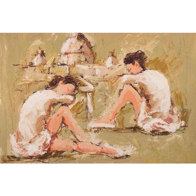 Modern Franco Marzilli, Ballerinas with Saint Peter (Rome) on the Background, 1970s, Oil on Canvas For Sale - Image 3 of 6