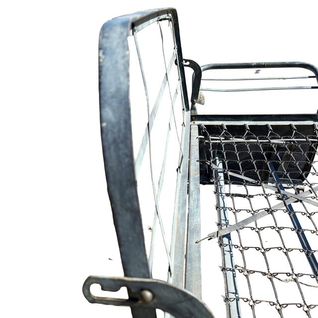 1950s Mid-Century Steel Patio Reclining/Rocking Slider 3 Seat Sofa W/ Folding Arms For Sale - Image 4 of 9