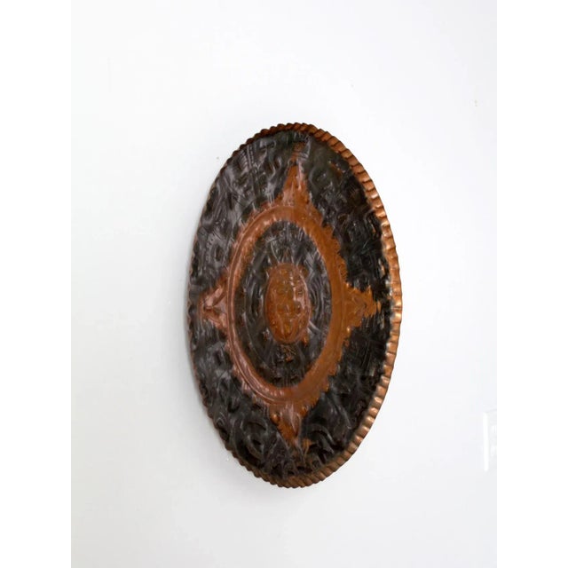Mid-Century Modern Mid-Century Copper Decorative Aztec Calendar Plate For Sale - Image 3 of 9