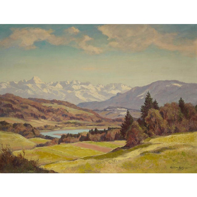 Alpine Landscape, 1940s, Oil on Canvas For Sale - Image 17 of 17