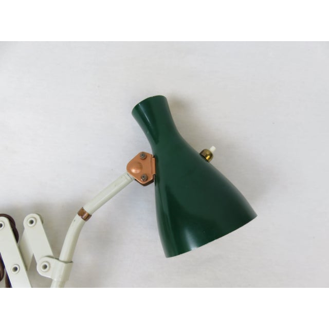 Beige Green and Beige Copper-Plated Scissor Lamp from HELO Leuchten, 1960s For Sale - Image 8 of 18