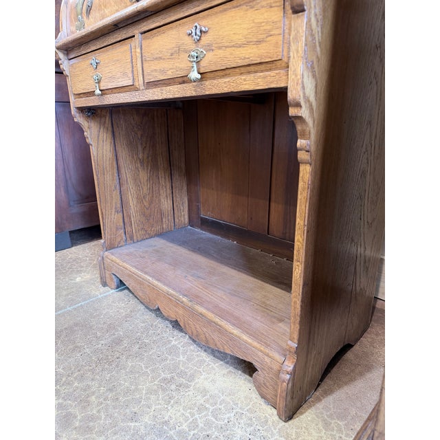 Early 20th Century Oak Cylinder Roll Secretary Desk For Sale - Image 10 of 12
