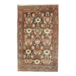 Early 20th Century Zabihi Collection Brown Persian Mahal Throw Rug - 2'4" x 3'9" For Sale