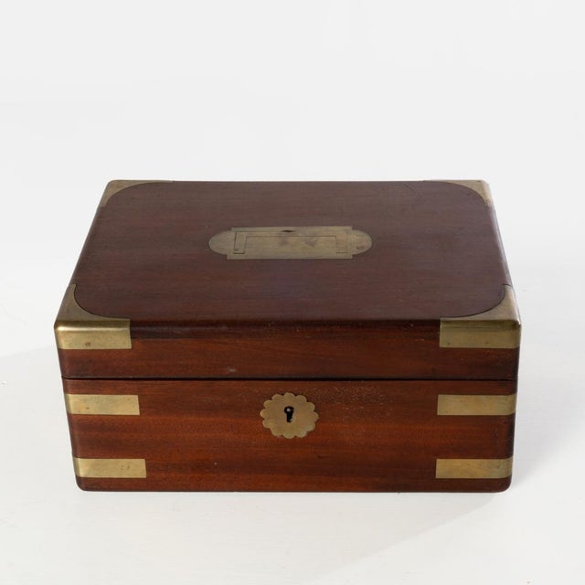 19th century English mahogany brass bound box. Wonderful for small item storage.