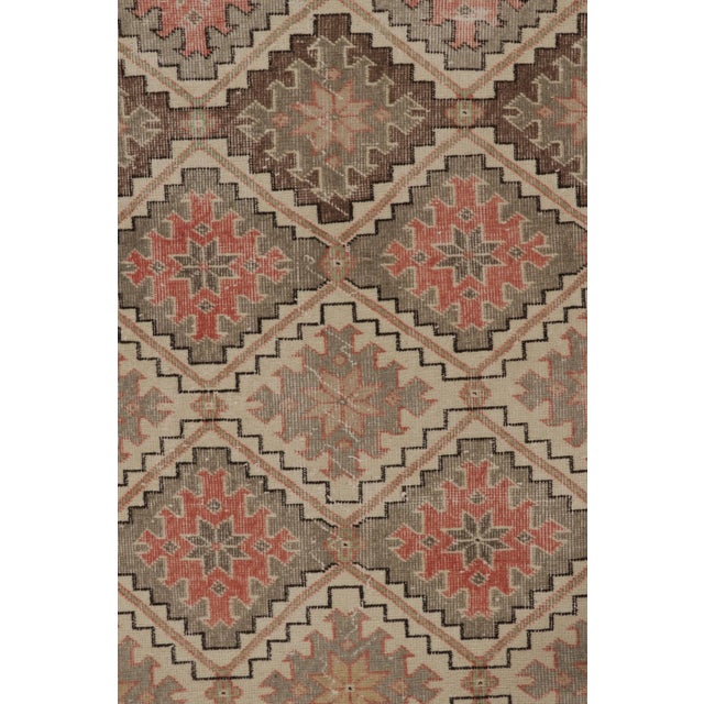 Vintage Distressed Runner Rug, Beige-Green Geometric Pattern - Rug & Kilim For Sale In New York - Image 6 of 8