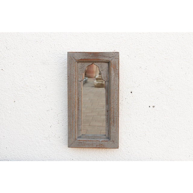 Boho Slate Gray Indian Arched Mirror For Sale - Image 4 of 8