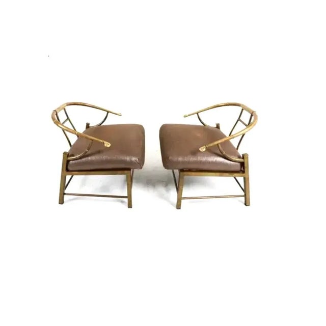 Brass Pair of Mastercraft Italian Brass Lounge Chairs For Sale - Image 8 of 12
