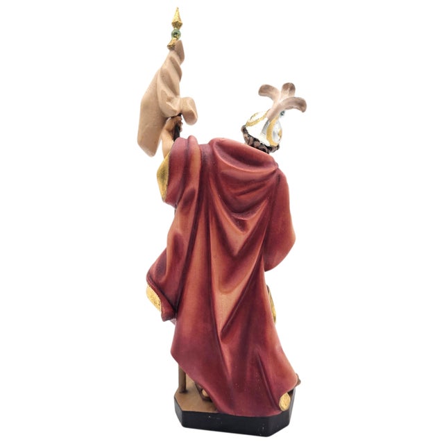 German Hand-Carved Saint Florian Devotional Wood Figure With Architectural Base, 13.5" For Sale - Image 9 of 15