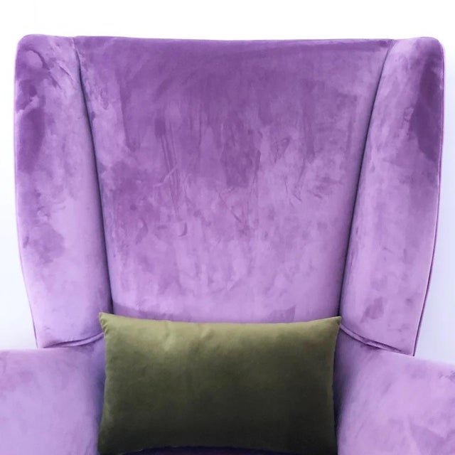 Pair of Vintage 1950s Top Armchairs -Design-. Year: circa 1950 Condition: Excellent, Restored and Reupholstered in Mauve...