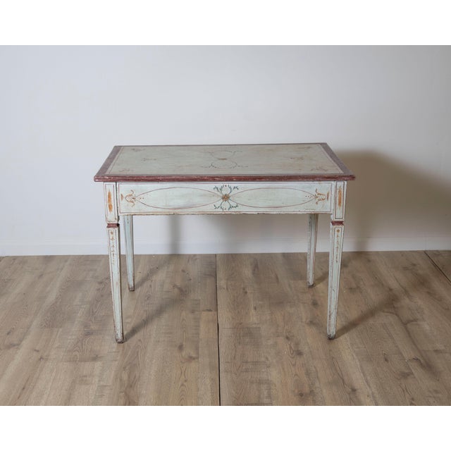 18th Century Lacquered Tuscan Desk Table with Hand Painted Decoration For Sale - Image 10 of 12