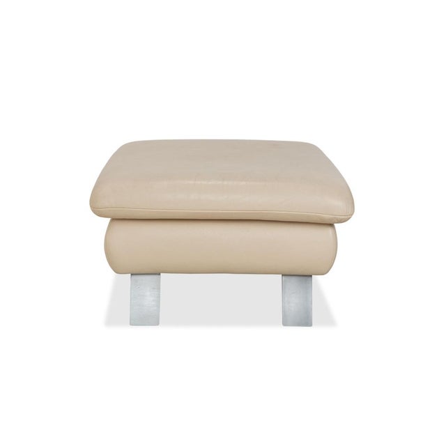 Leather Rossini Stool in Cream Beige from Koinor For Sale - Image 9 of 11