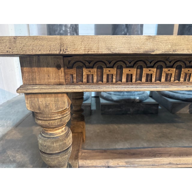 1920s Larger Oak Farmhouse Dining Table, 1925 For Sale - Image 5 of 16