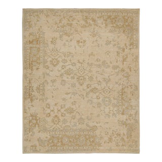 2010s Rug & Kilim’s Oushak Style Rug in Cream With Gold and Blue Floral Patterns For Sale