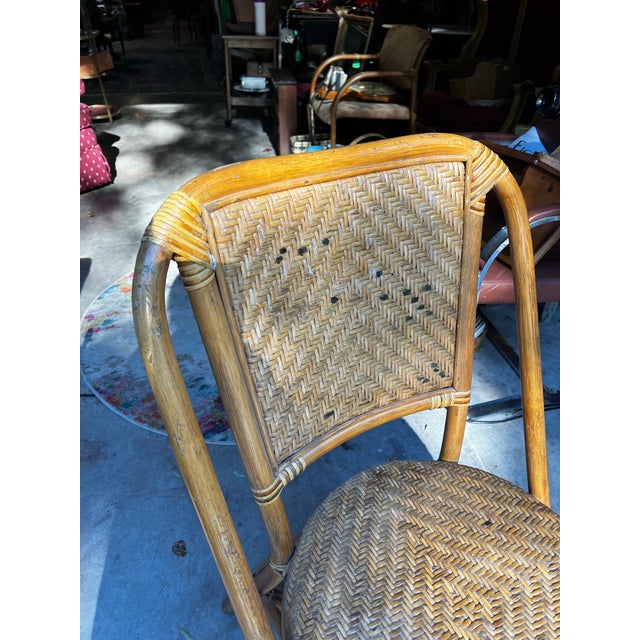1970s Vintage Rattan French Bistro Accent Chair For Sale - Image 5 of 11
