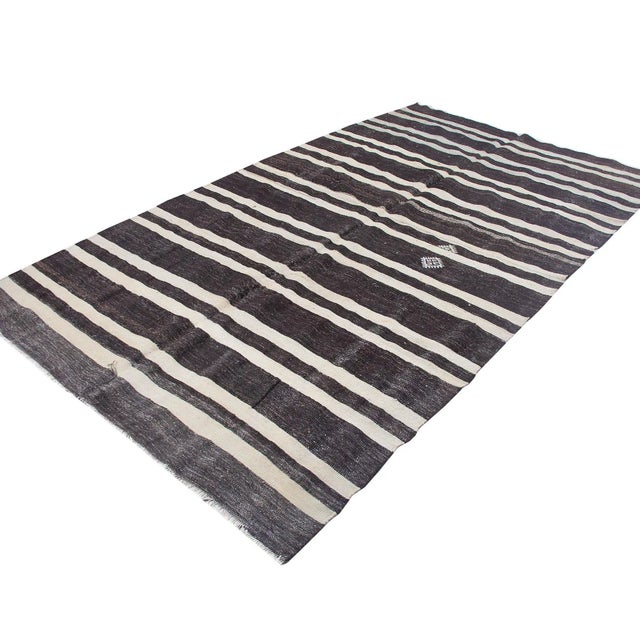 Striped Vintage Turkish Kilim Rug For Sale - Image 4 of 6