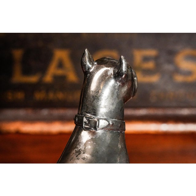 Solid Metal Cast Silverplate Antique Jennings Brothers Boxer Dog Statue Sculpture Pet For Sale - Image 9 of 14