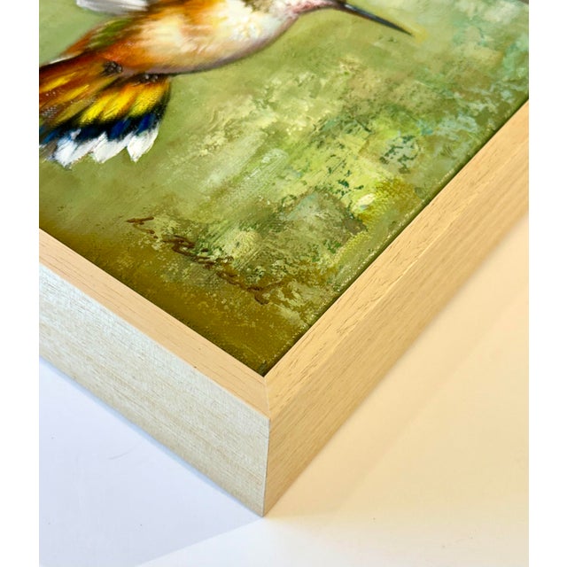 Rufous Hummingbird in Flight, Original Oil on Canvas by L. Ricard (Framed) For Sale - Image 4 of 4