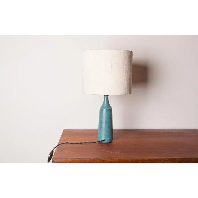 Danish Truncated Cone Table Lamp in Matt Blue Sandstone by Gunnar Nylund for Nymolle, 1960s For Sale - Image 9 of 10