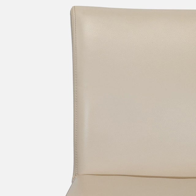Wood Set of Six Crate & Barrel Lowe Ivory Leather Dining Chairs For Sale - Image 7 of 13